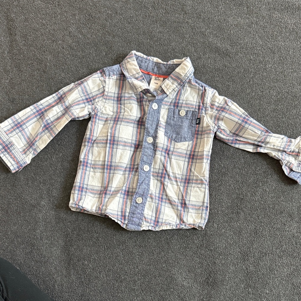 OshKosh B'gosh Blue and Red Plaid Button Down Shirt